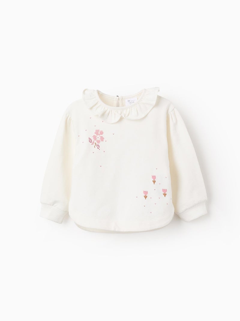 Sweat avec Imprimé type Point de Croix Beige clair - Kiabi