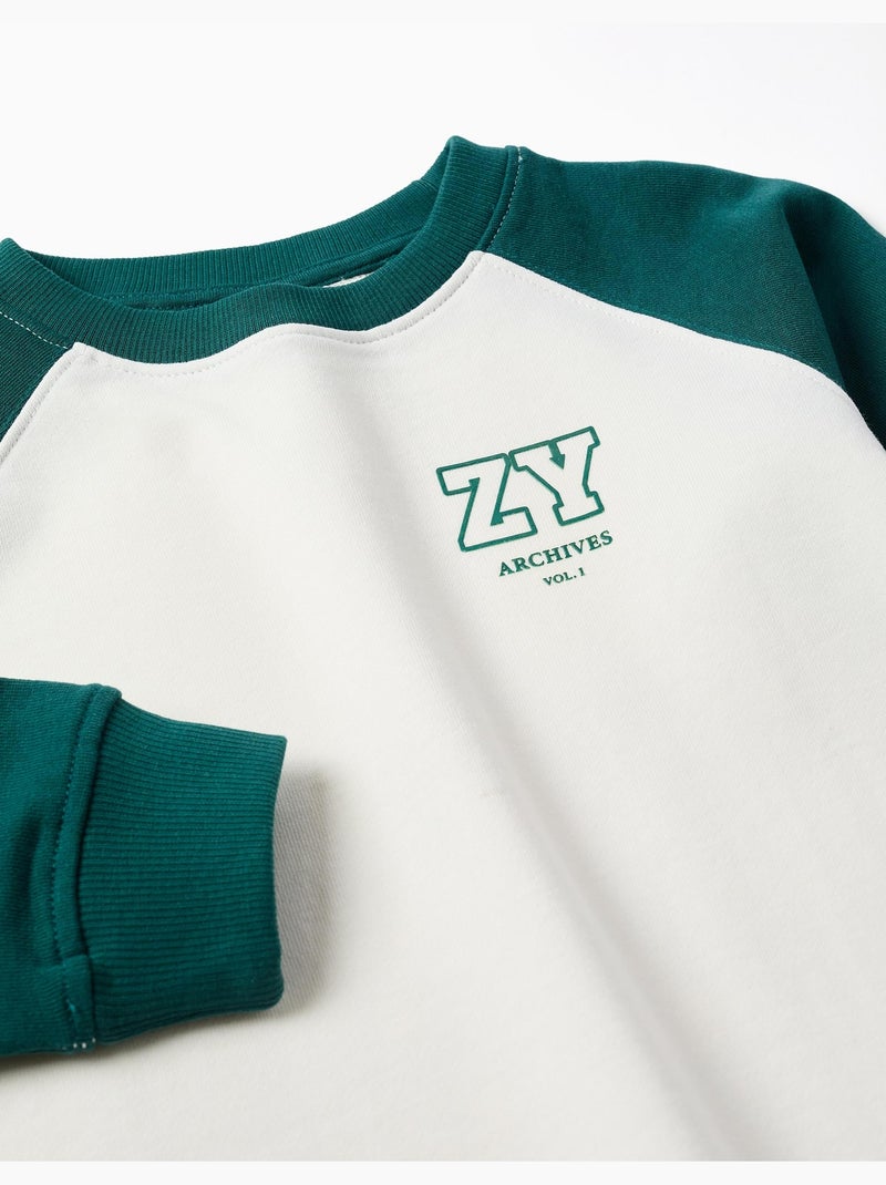 Sweat avec imprimé ZY sur la poitrine Vert foncé - Kiabi