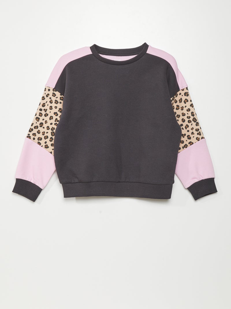 Sweat avec imprimés 'léopard' Noir/rose/beige - Kiabi