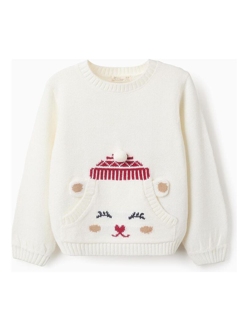 Sweat avec jacquard renne poche kangourou pompon et petites oreilles NOEL