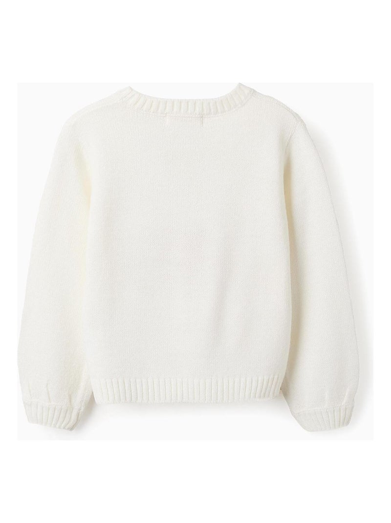 Sweat avec jacquard renne, poche kangourou, pompon et petites oreilles NOËL Blanc - Kiabi