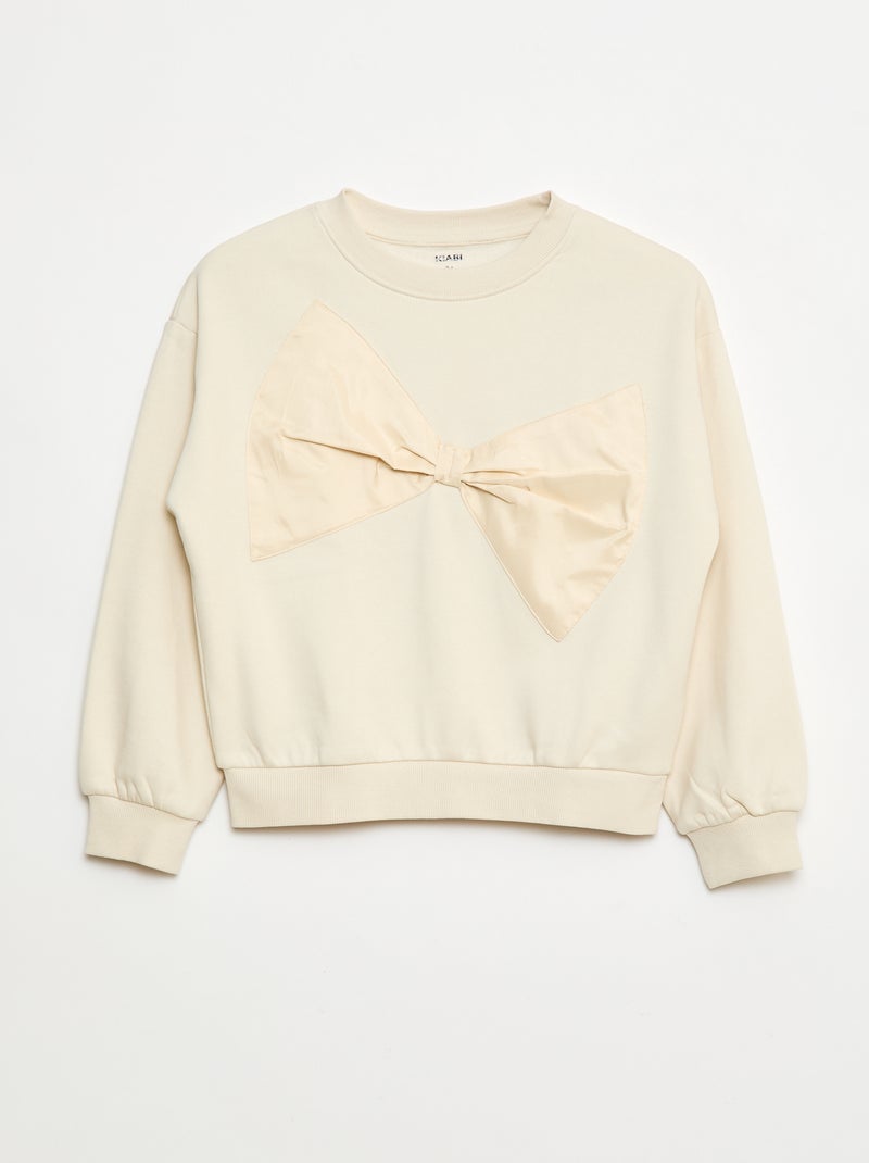 Sweat avec nœud en satin Blanc - Kiabi