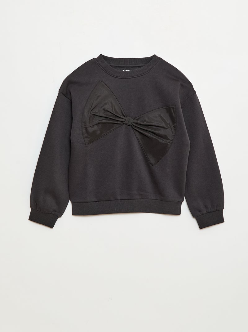 Sweat avec nœud en satin Noir - Kiabi