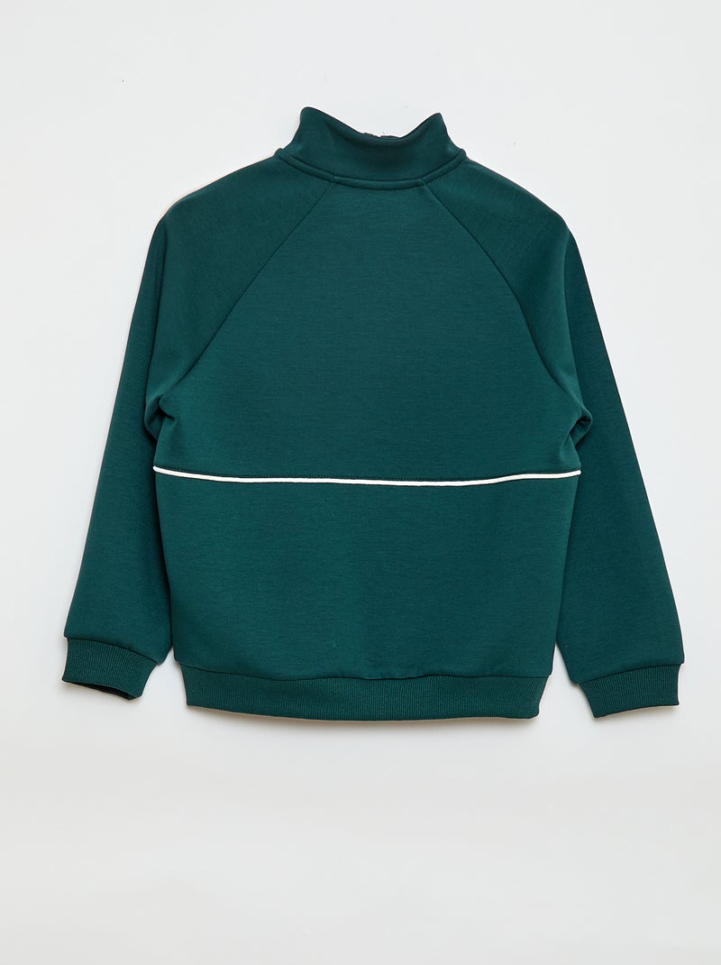 Sweat avec ouverture zippée Vert - Kiabi
