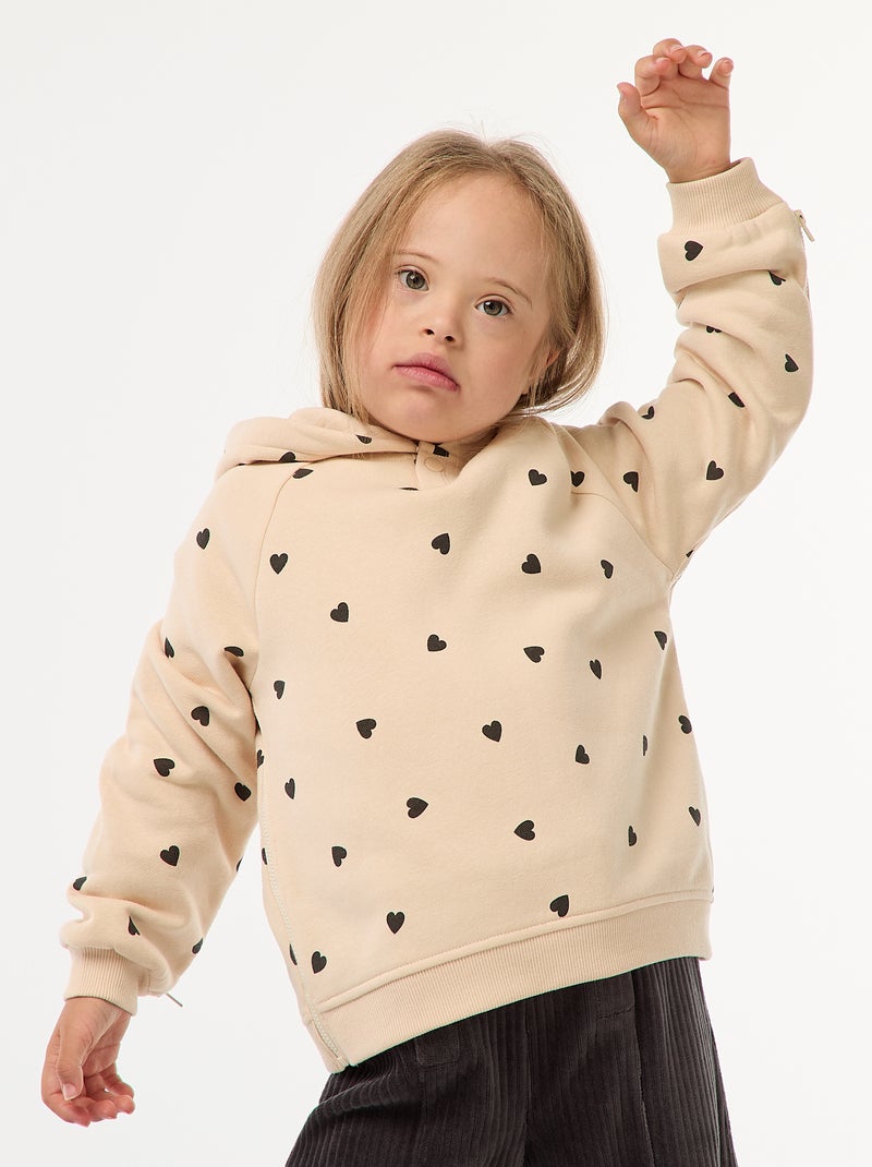 Sweat avec ouvertures zippées latérales -  - So Easy Beige - Kiabi