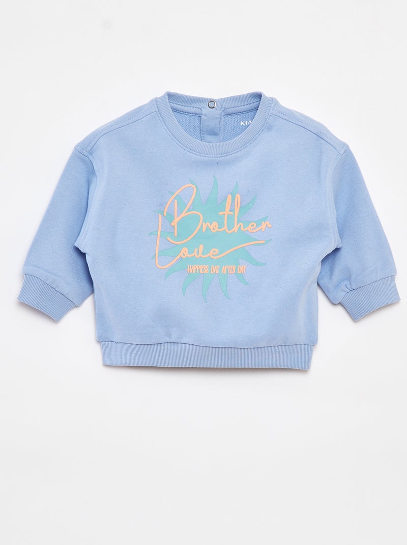 Sweat avec print 'Brother' BLEU - Kiabi