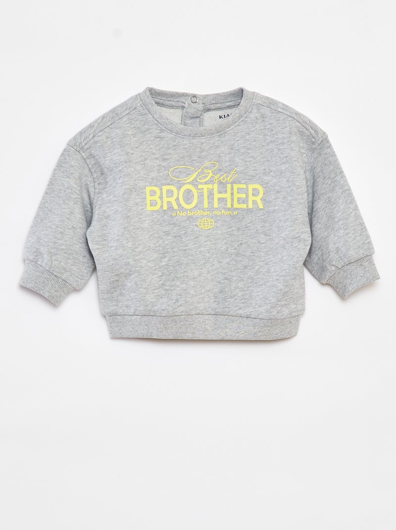 Sweat avec print 'Brother' GRIS - Kiabi