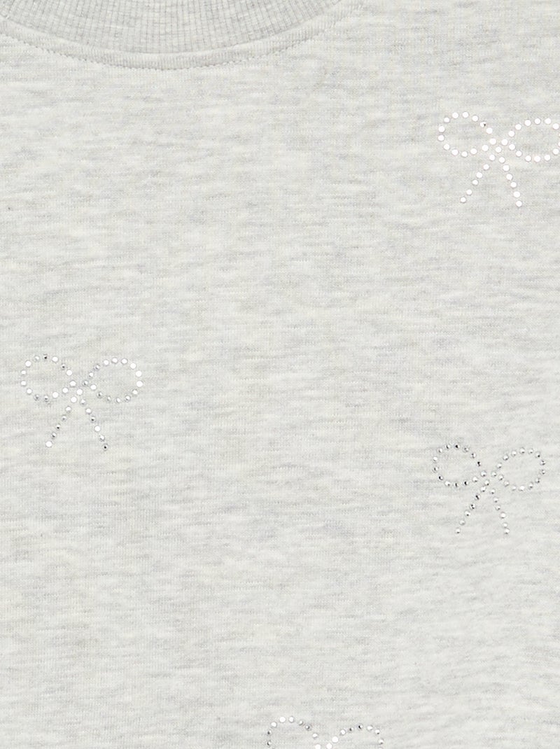 Sweat avec strass Gris - Kiabi