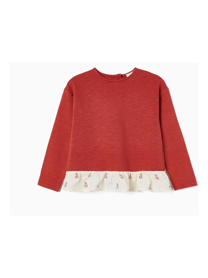 Sweat avec Volants Fille   JAIPUR Rouge - Kiabi