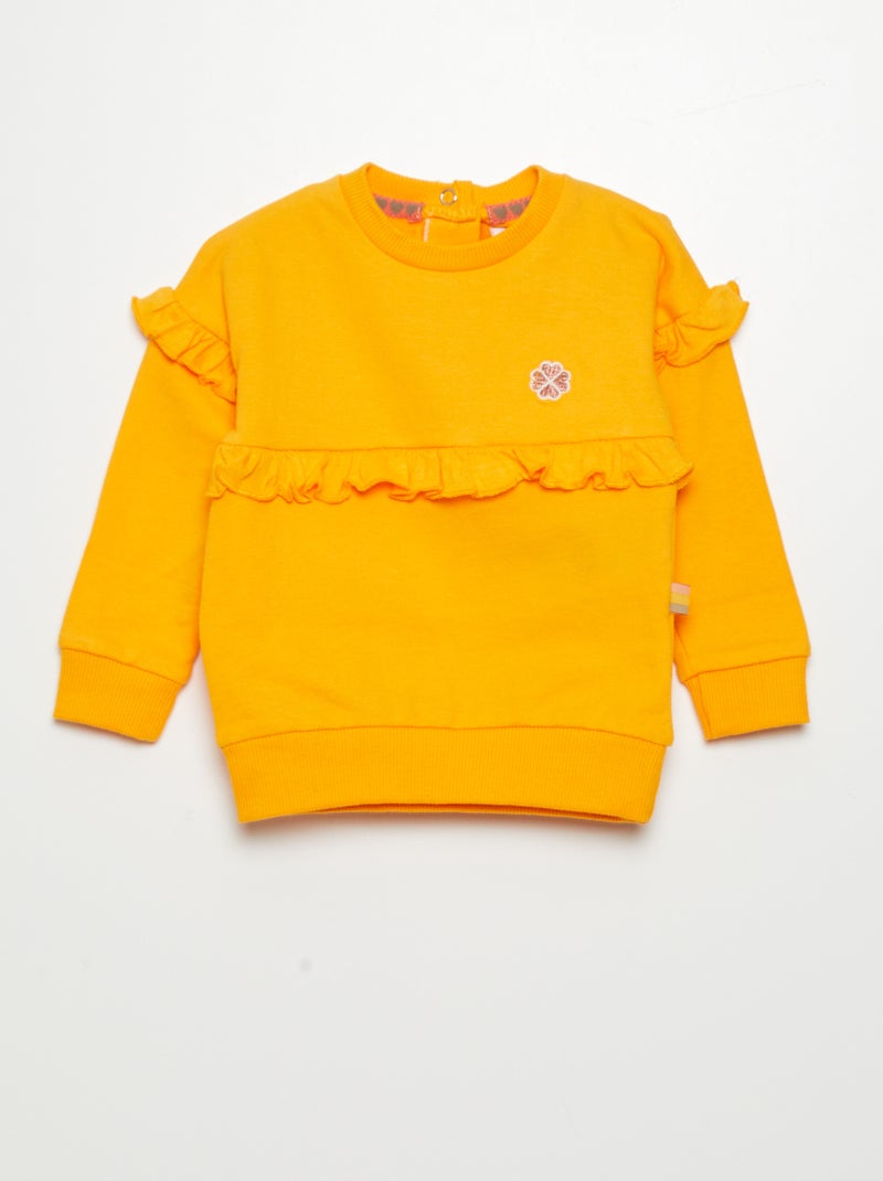 Sweat avec volants Jaune - Kiabi