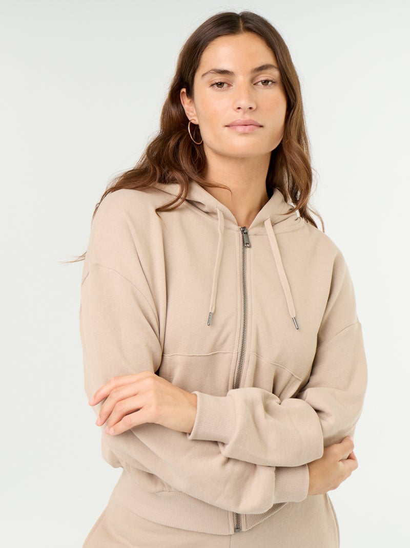 Sweat basique en molleton léger Beige - Kiabi
