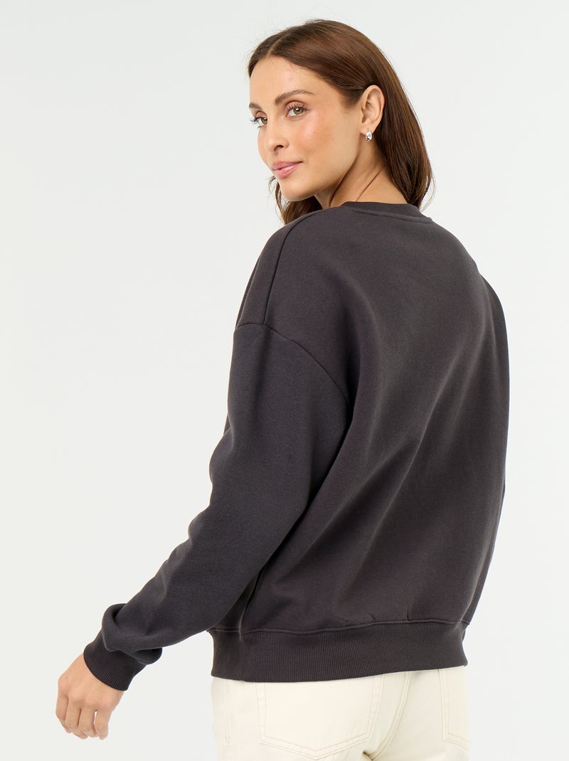 Sweat basique en molleton Noir - Kiabi