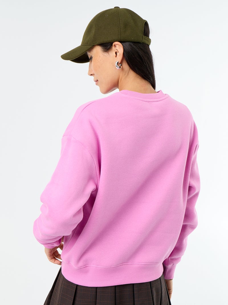 Sweat basique en molleton Rose - Kiabi