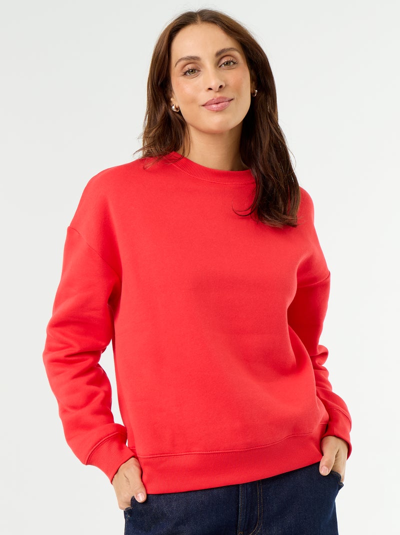 Sweat basique en molleton Rouge - Kiabi