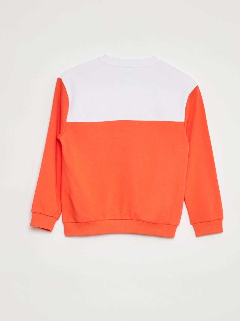 Sweat bicolore à manches longues ORANGE - Kiabi