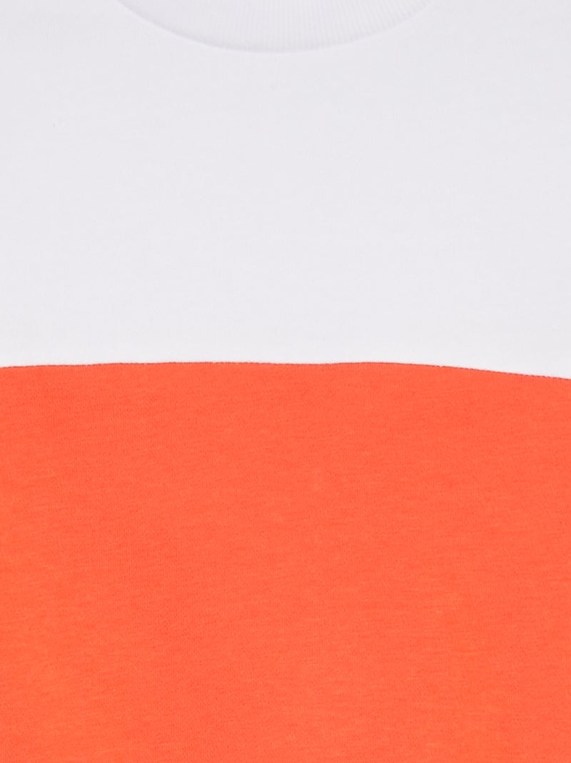 Sweat bicolore à manches longues ORANGE - Kiabi