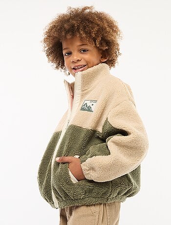 Sweat bicolore en maille bouclette