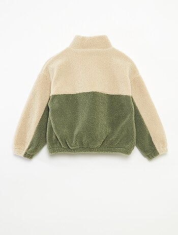 Sweat bicolore en maille bouclette