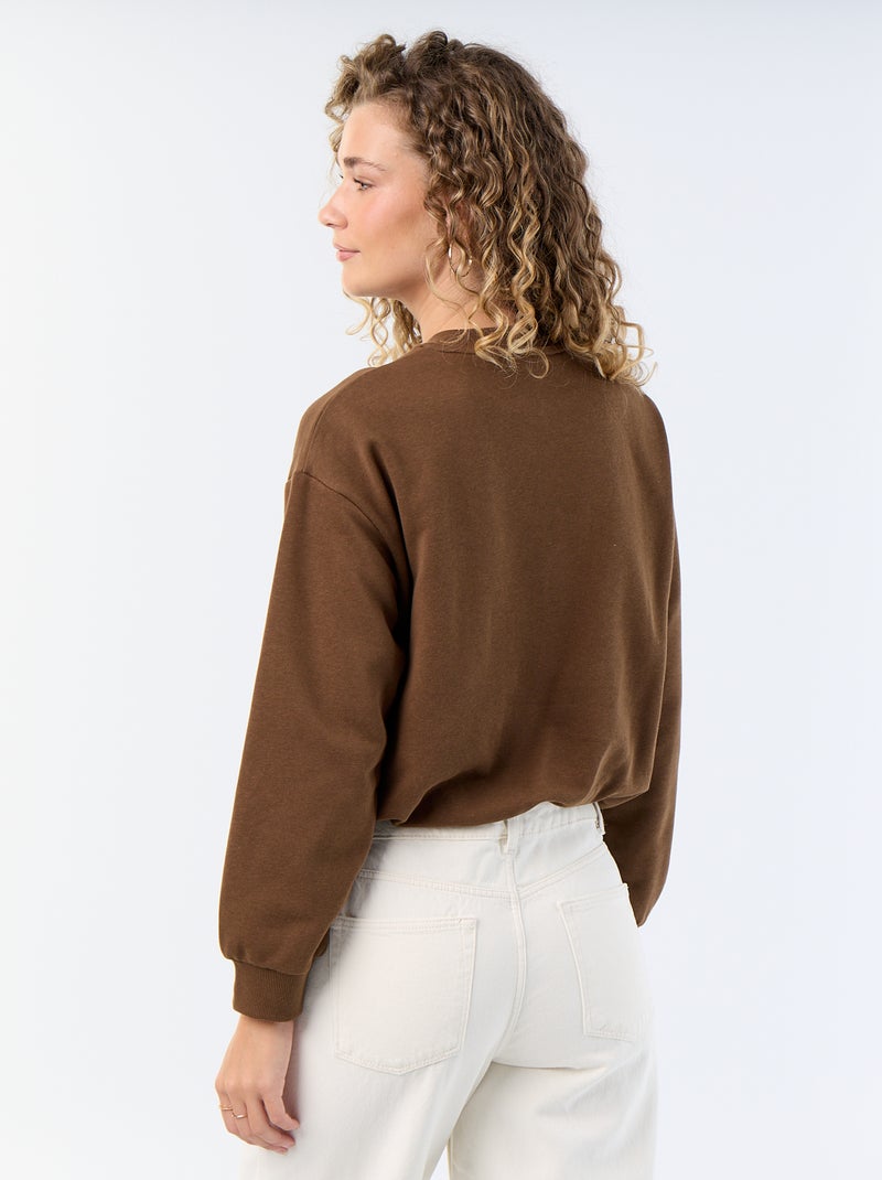 Sweat boule en french terry Marron - Kiabi