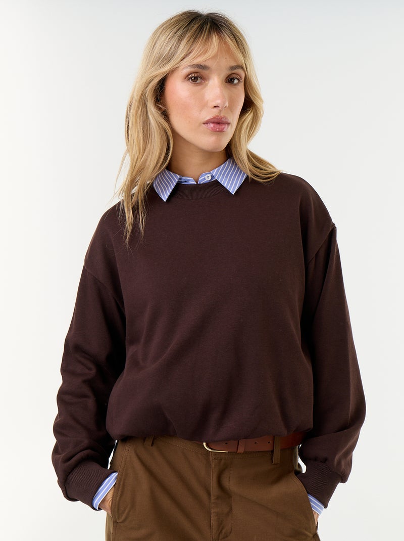 Sweat boule en french terry Marron - Kiabi