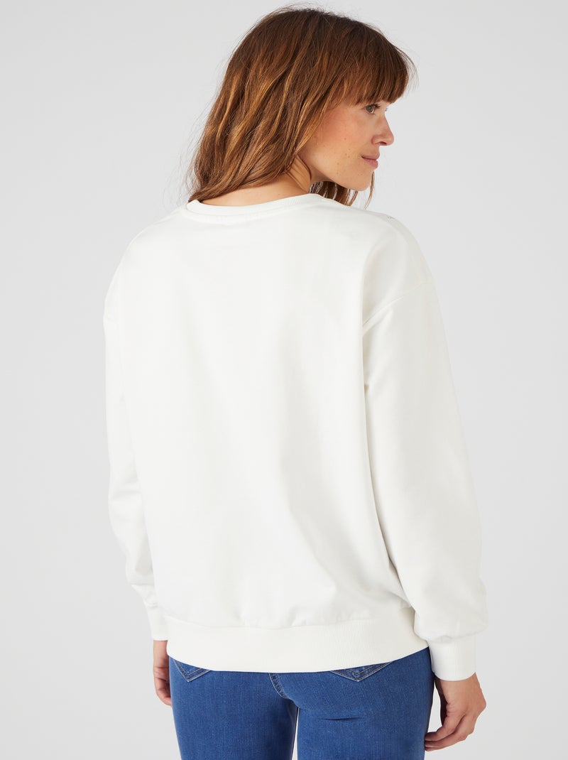 Sweat broderie et guipure - Happy D. by Damart Blanc cassé - Kiabi