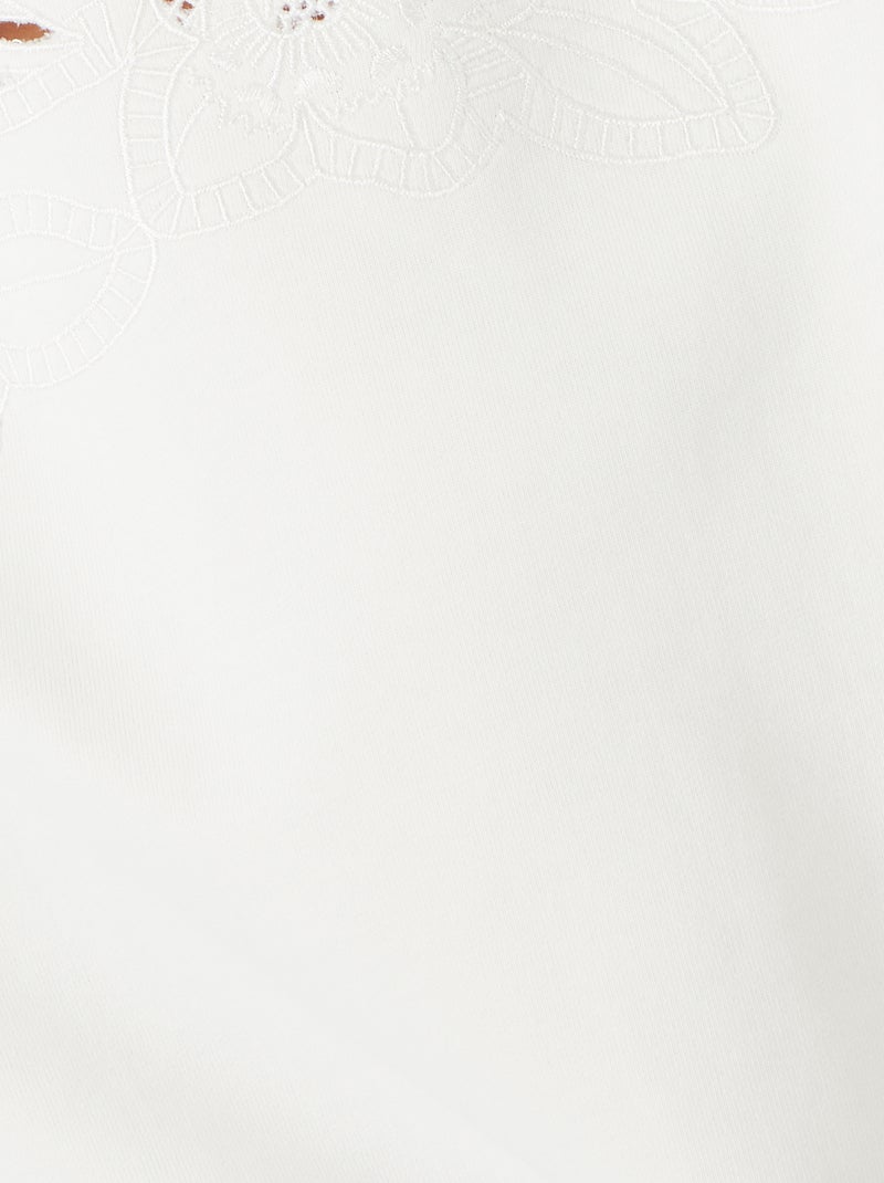 Sweat broderie et guipure - Happy D. by Damart Blanc cassé - Kiabi
