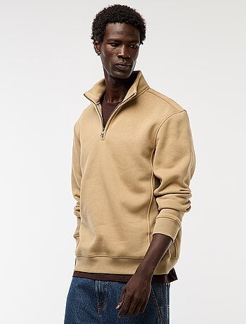 Sweat camionneur avec col montant zippé