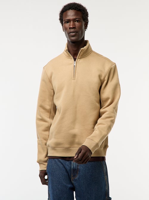 Sweat camionneur avec col montant zippé - Kiabi