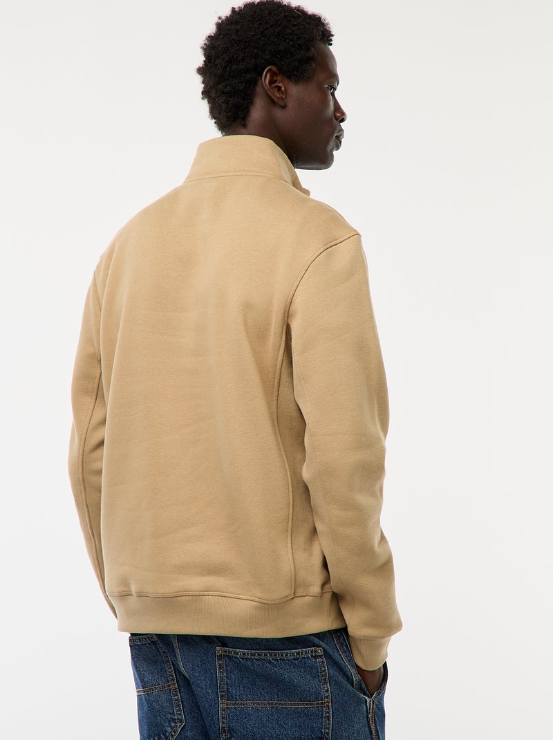 Sweat camionneur avec col montant zippé Beige - Kiabi