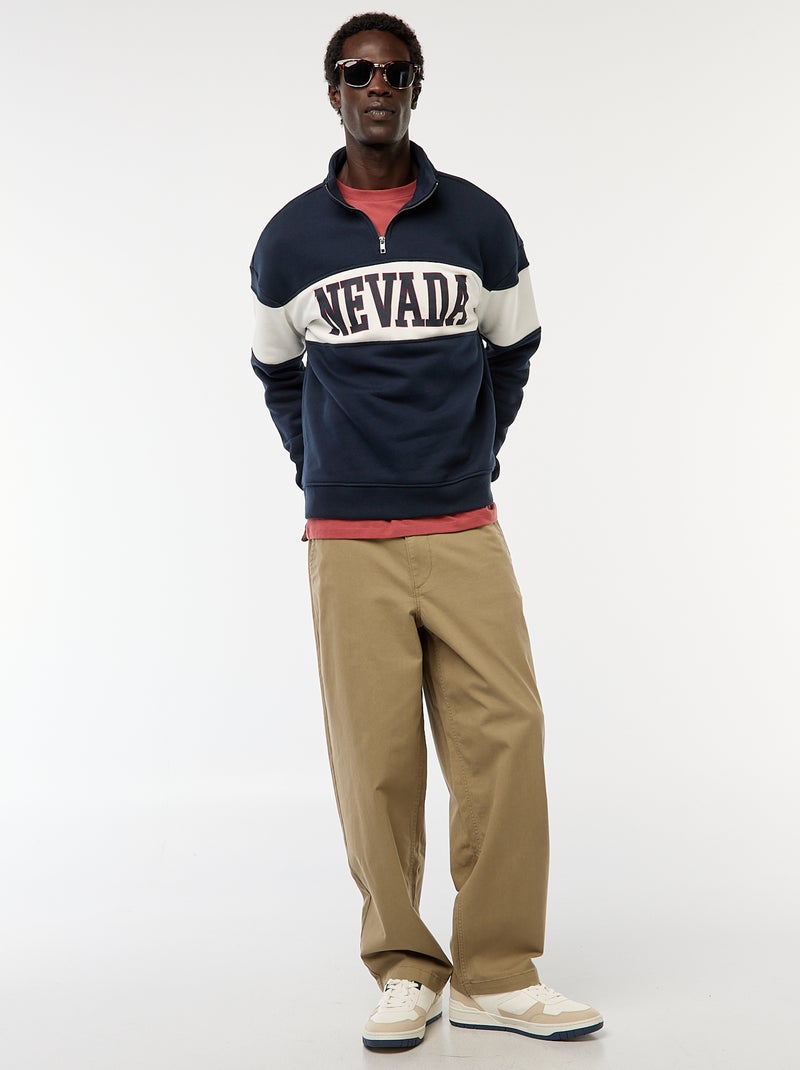 Sweat camionneur avec col montant zippé Bleu - Kiabi