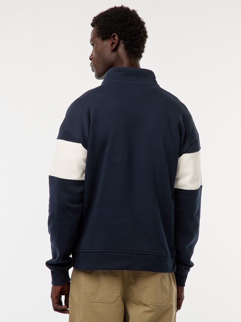 Sweat camionneur avec col montant zippé Bleu - Kiabi
