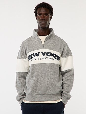 Sweat camionneur avec col montant zippé