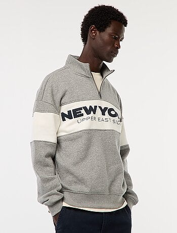 Sweat camionneur avec col montant zippé