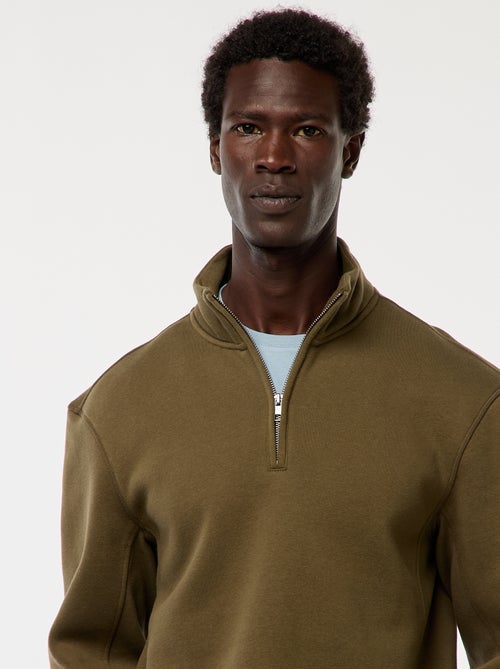 Sweat camionneur avec col montant zippé - Kiabi