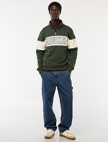 Sweat camionneur avec col montant zippé