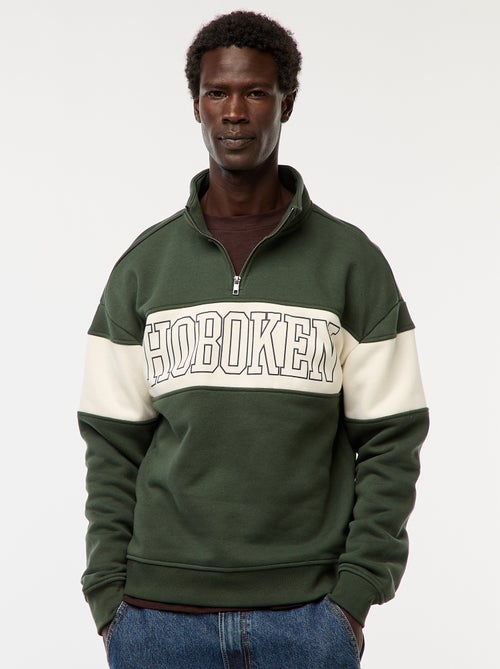 Sweat camionneur avec col montant zippé - Kiabi