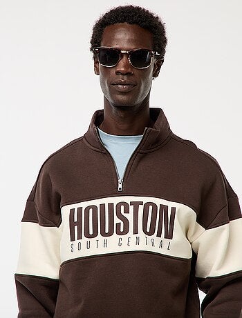Sweat camionneur avec col montant zippé