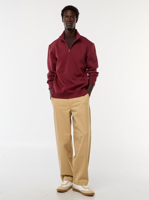 Sweat camionneur avec col montant zippé - Kiabi