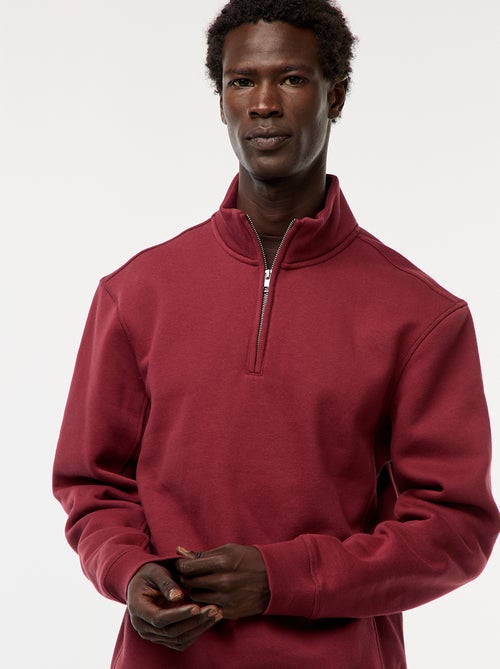 Sweat camionneur avec col montant zippé - Kiabi