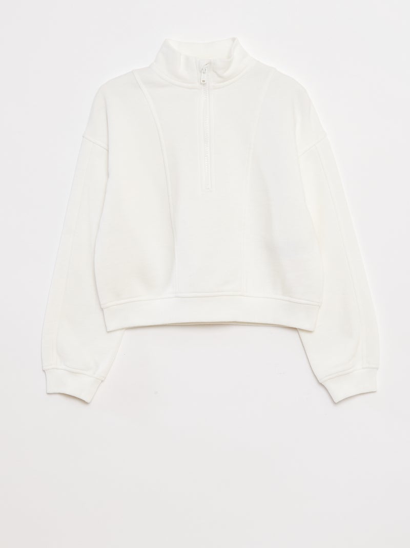 Sweat camionneur avec col zippé blanc - Kiabi