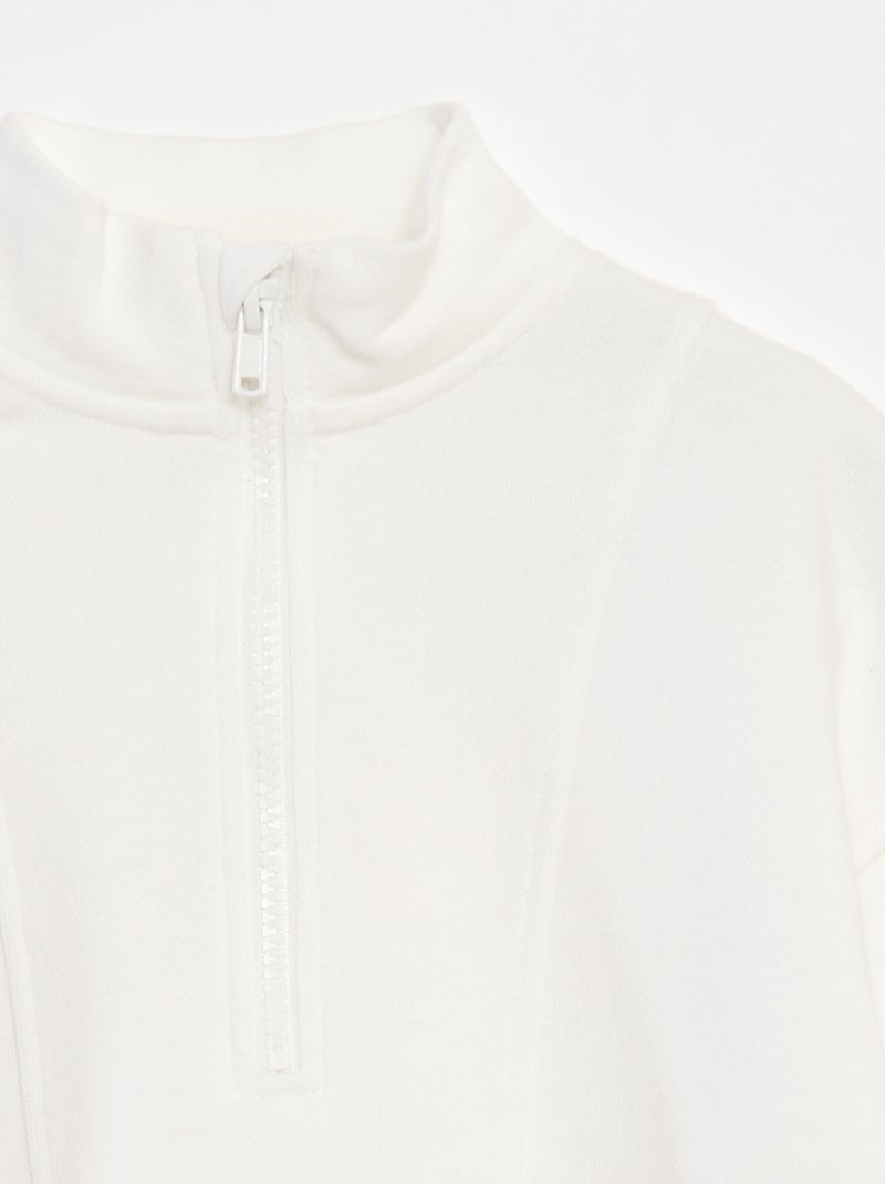 Sweat camionneur avec col zippé blanc - Kiabi