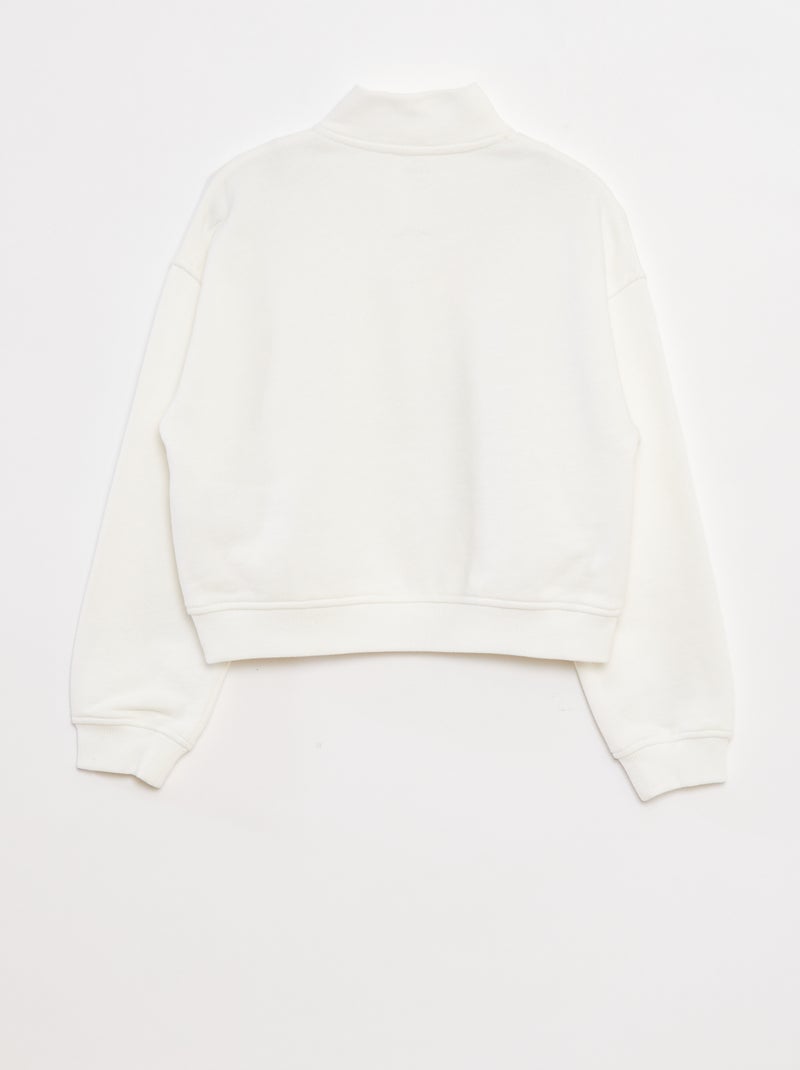 Sweat camionneur avec col zippé blanc - Kiabi
