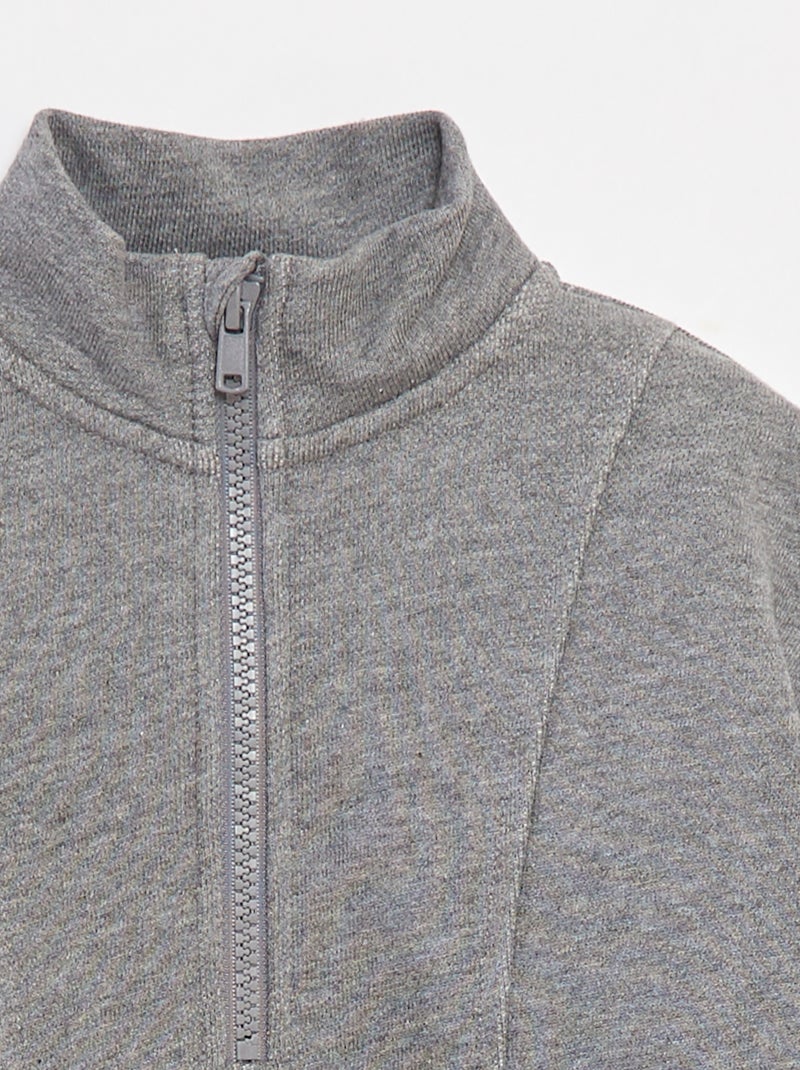 Sweat camionneur avec col zippé Gris - Kiabi