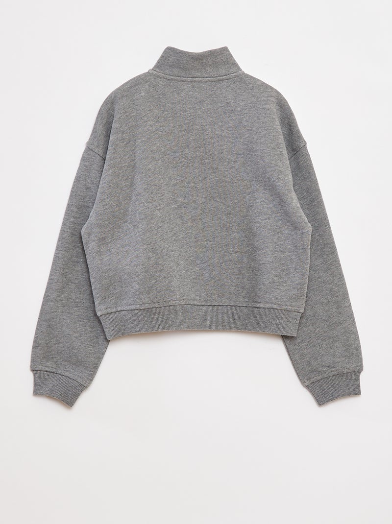 Sweat camionneur avec col zippé Gris - Kiabi