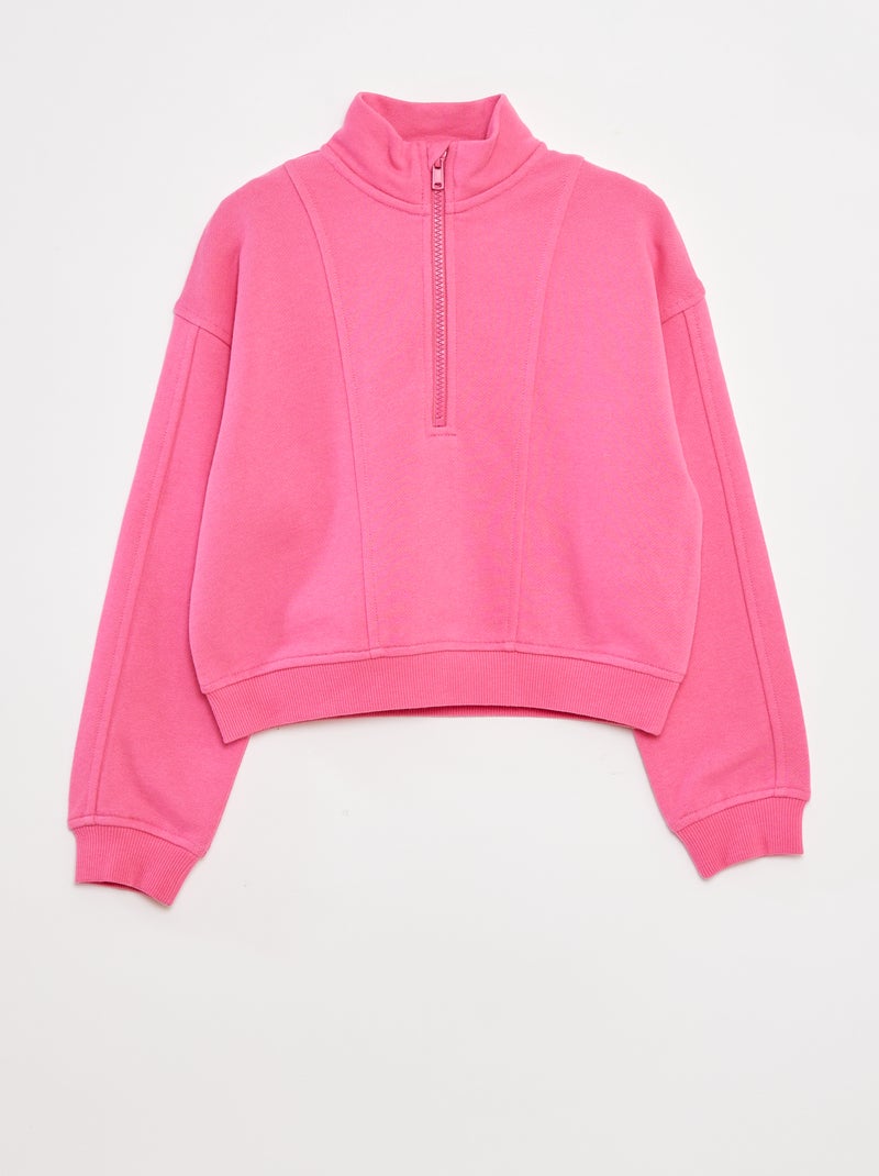 Sweat camionneur avec col zippé Rose - Kiabi