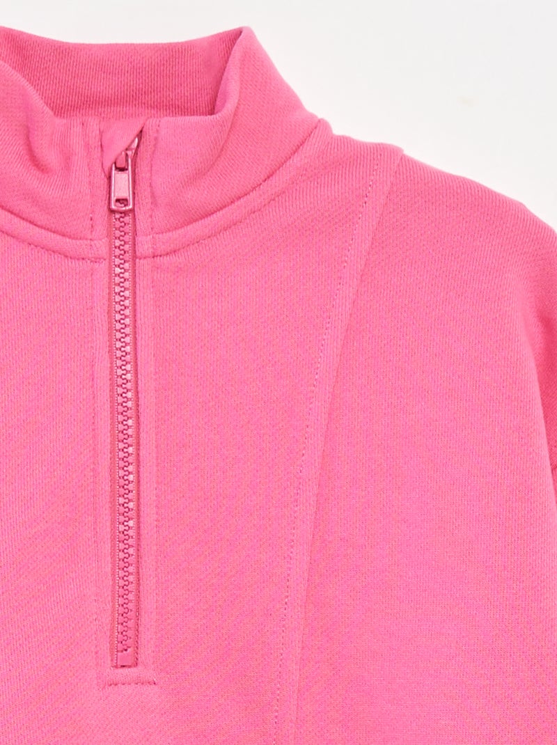 Sweat camionneur avec col zippé Rose - Kiabi