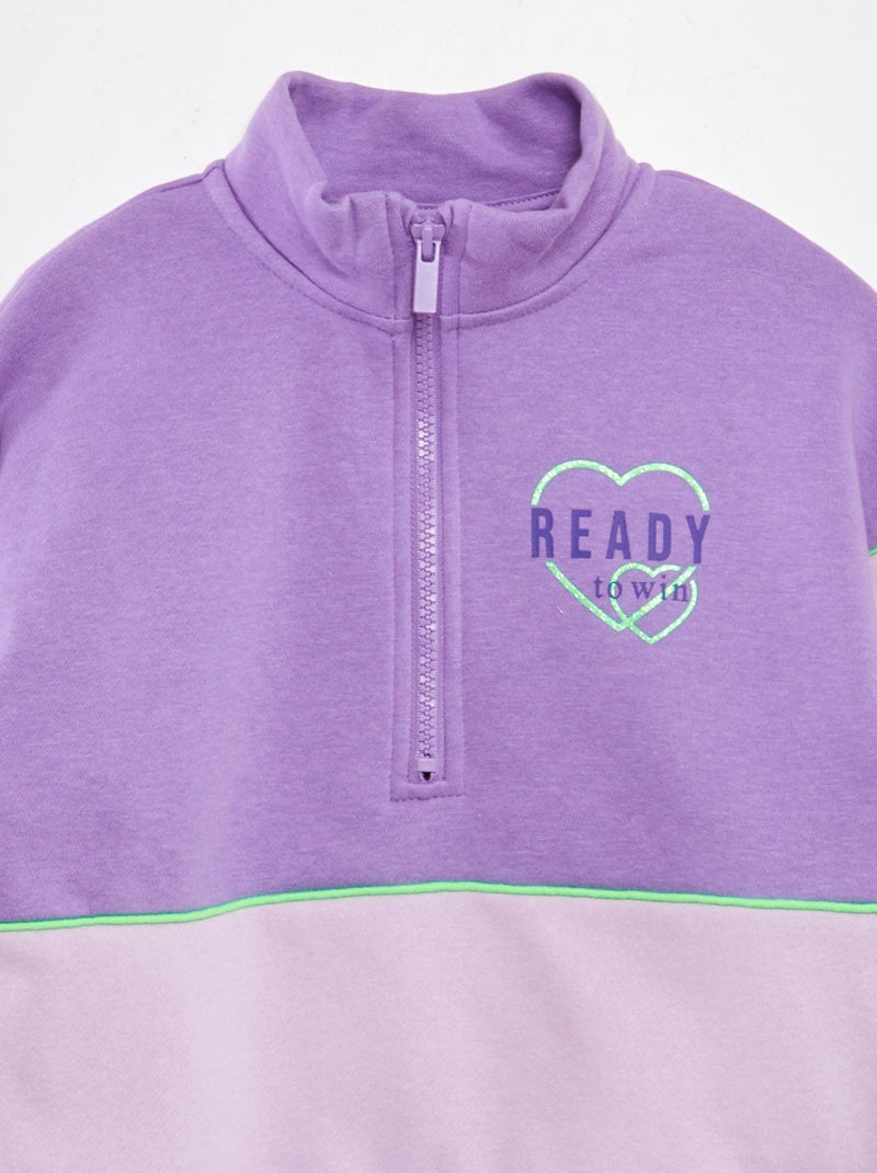 Sweat camionneur color block Violet - Kiabi