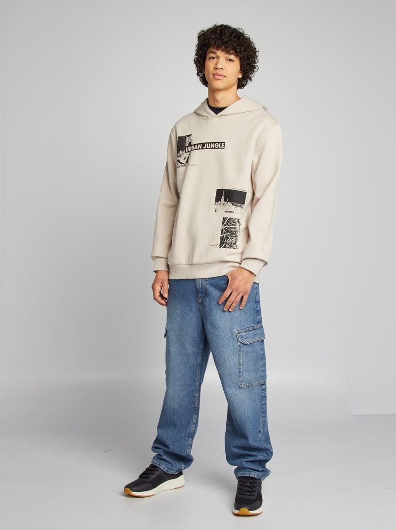 Sweat capuche à message BEIGE - Kiabi