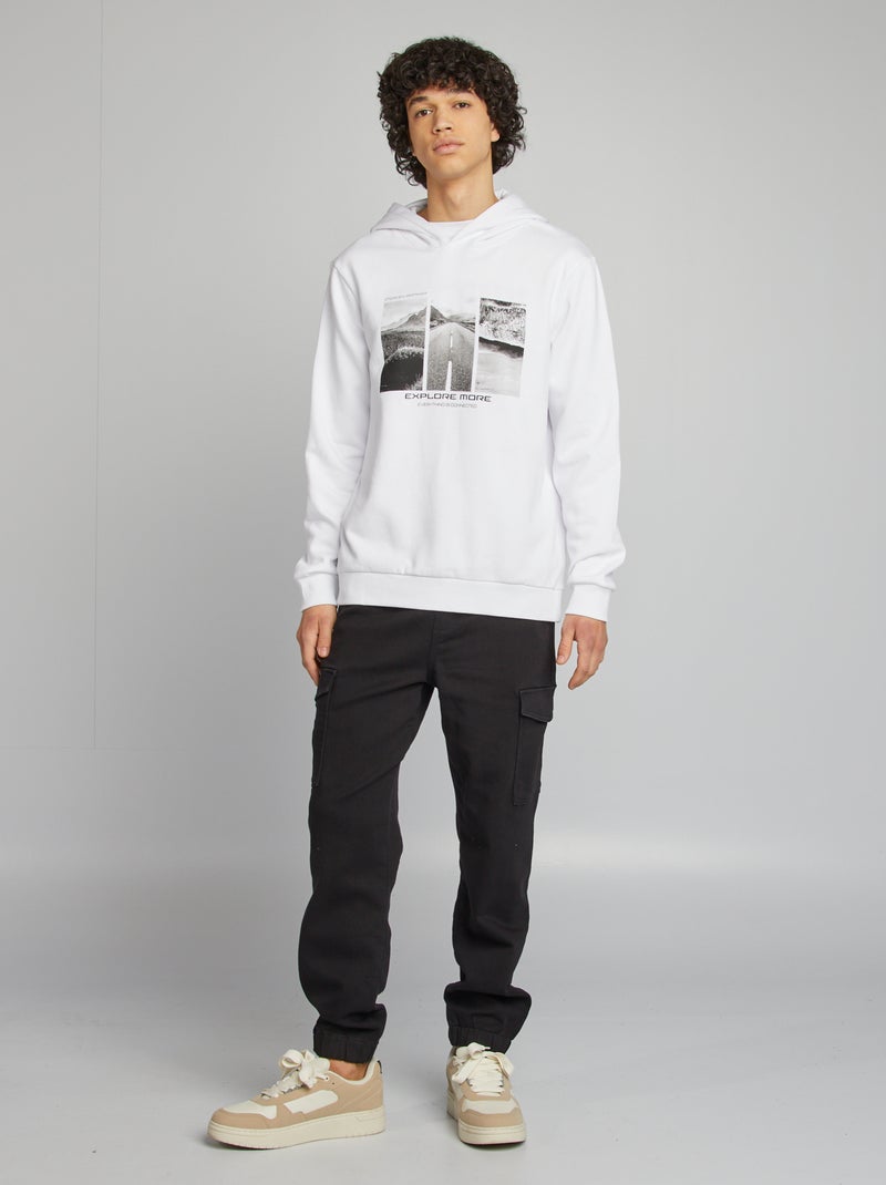 Sweat capuche à message Blanc - Kiabi