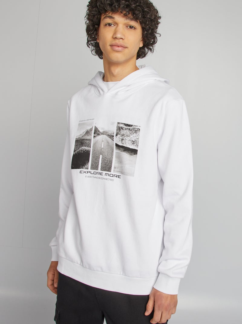 Sweat capuche à message Blanc - Kiabi